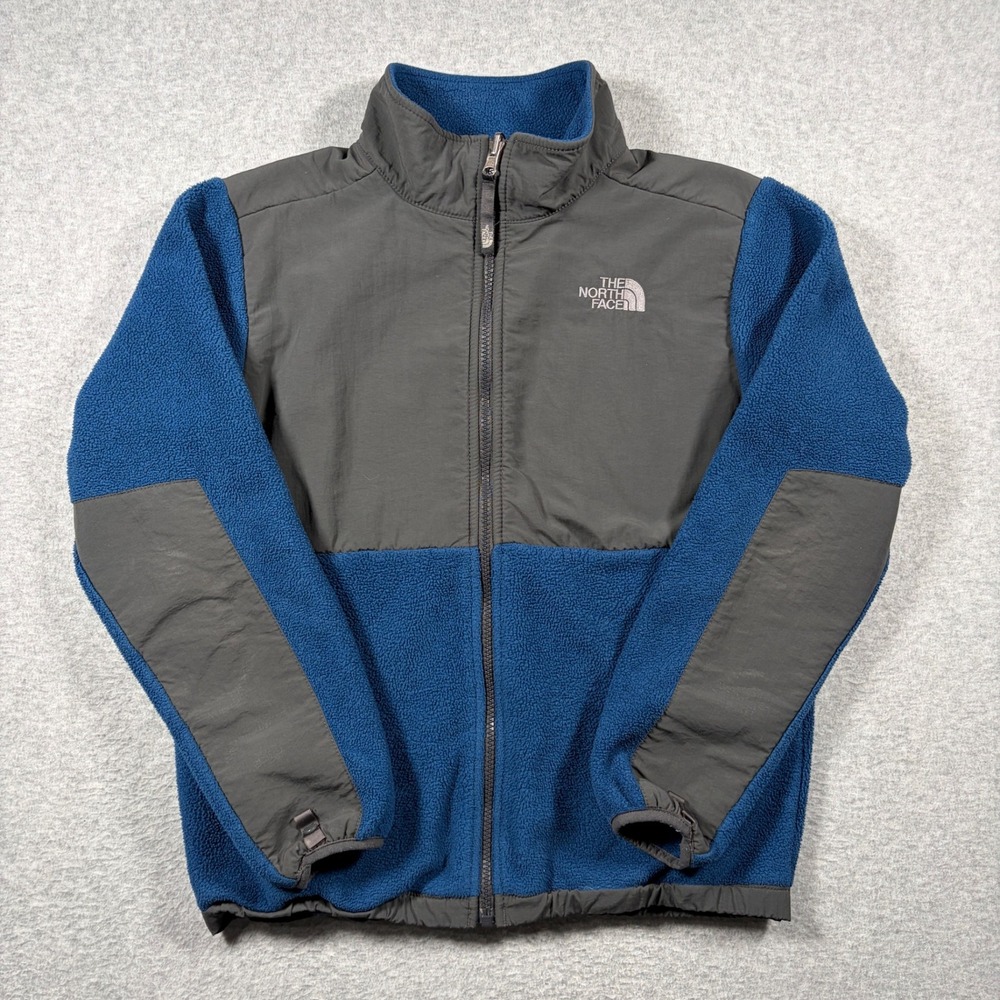 The North Face Denali Fleece Jacket Kids Large Blue Gray Full Zip Outdoor Coat